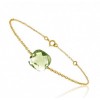 Bracelet or jaune ajustable et quartz vert coussin à facettes