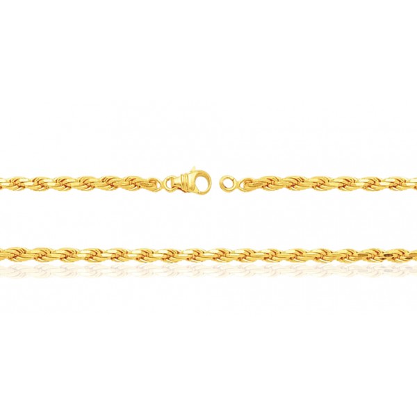 Bracelet or jaune 18 carats maille corde pour femmes