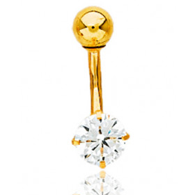 Piercing nombril or jaune 18 carats et zirconium