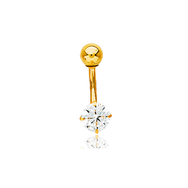 Piercing nombril or jaune 18 carats et zirconium