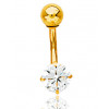 Piercing nombril or jaune 18 carats et zirconium
