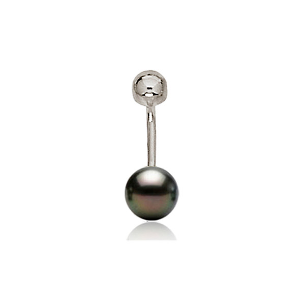 Piercing nombril or blanc 18 carats et perle de Tahiti ronde 9 mm