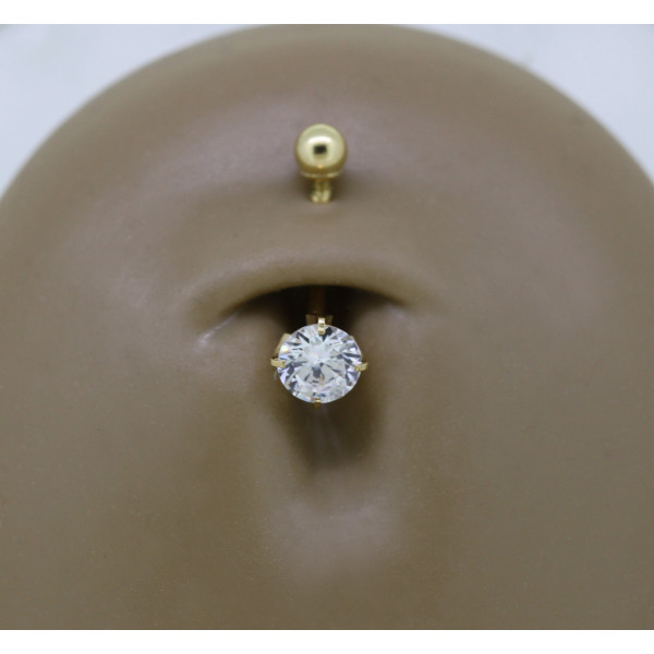 Piercing nombril or jaune zirconium