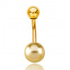 Piercing de nombril en or jaune et perle d'Australie