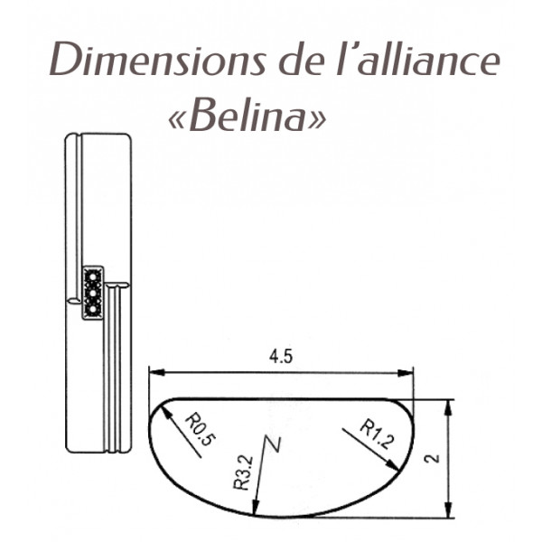 Dimensions bague alliance Breuning argent et diamant 0,017 carat Belina pour femmes