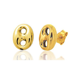 Boucle d'oreille créole en or jaune 18 carats grain de café