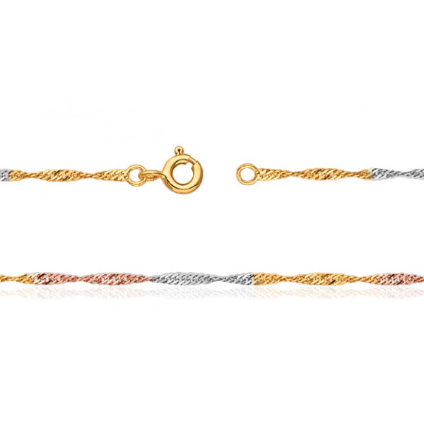 Chaine de cheville trois ors 18 carats pour femmes "Singapour"