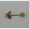 Piercing nombril or jaune 18 carats et zirconium papillon