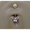 Piercing de nombril or jaune 18 carats et zirconium papillon