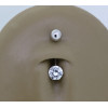 Piercing nombril or blanc 18 carats et zirconium