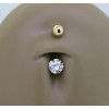 Piercing nombril or jaune 18 carats et zirconium