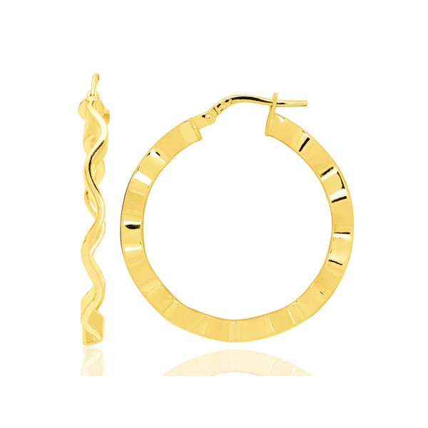 boucles d'oreilles or jaune 18 carats créoles vagues
