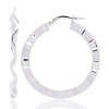 boucles d'oreilles or blanc 18 carats créoles vagues