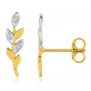 boucles d'oreilles deux ors 18 carats et diamant "lauriers"