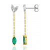 Pendants femme deux ors 18 carat et émeraude 0,50 carat et diamant