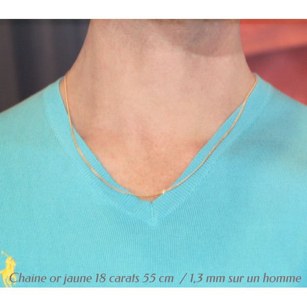 chaine or jaune 18 carats maille gourmette pour hommes
