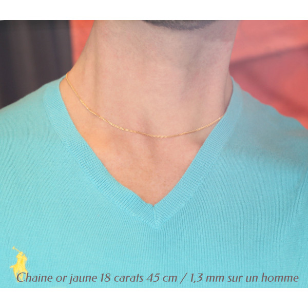 chaine or jaune 18 carats maille gourmette pour hommes