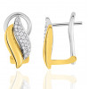 boucles d'oreilles deux ors 18 carats et diamant 020 carat pour femme