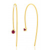 Boucles d'oreilles or jaune 18 carats et rubis rond 3 mm