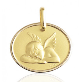médaille ange en or 18 carats ovale