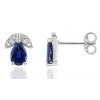 Boucles d'oreilles or blanc 18 carats, saphir poire et diamant 0,044 carat