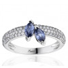 Bague Fiana joaillerie en or blanc 18 carats, diamant 0,42 carat et saphirs