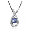 Collier Fiana joaillerie en or blanc 18 carats, diamant 0,16 carat et saphir