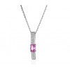 Collier Fiana joaillerie en or blanc 18 carats, diamant 0,11 carat et saphir rose