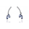 Boucles d'oreilles Fiana joaillerie en or blanc 18 carats, diamant 0,16 carat et saphirs bleus de Ceylan