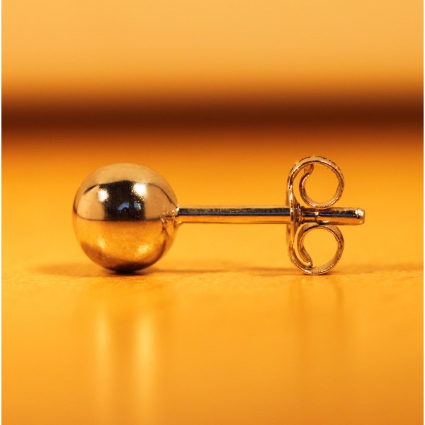 boucle d'oreilles or blanc 18 carats boule pour homme