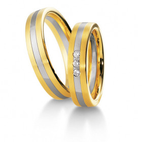 Duo d'alliances Breuning deux ors (or jaune et or blanc) et diamants 0,075 carats