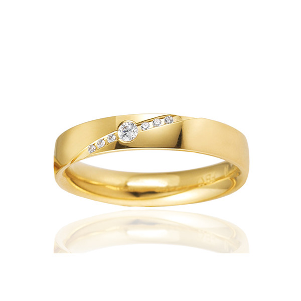 Alliance Breuning en or jaune 18 carats et diamants 0,07 carat pour femmes.
