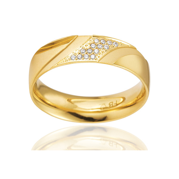 Bague alliance Breuning en or jaune 18 carats et diamants 0,077 carat pour femme