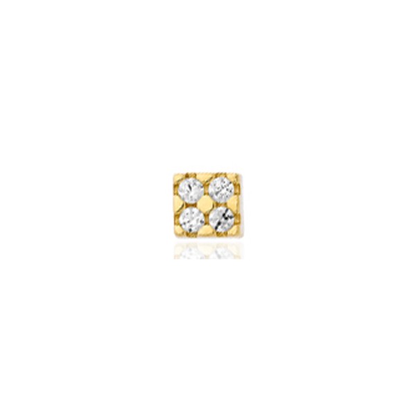 Boucle d'oreille or jaune et zirconiums pour homme
