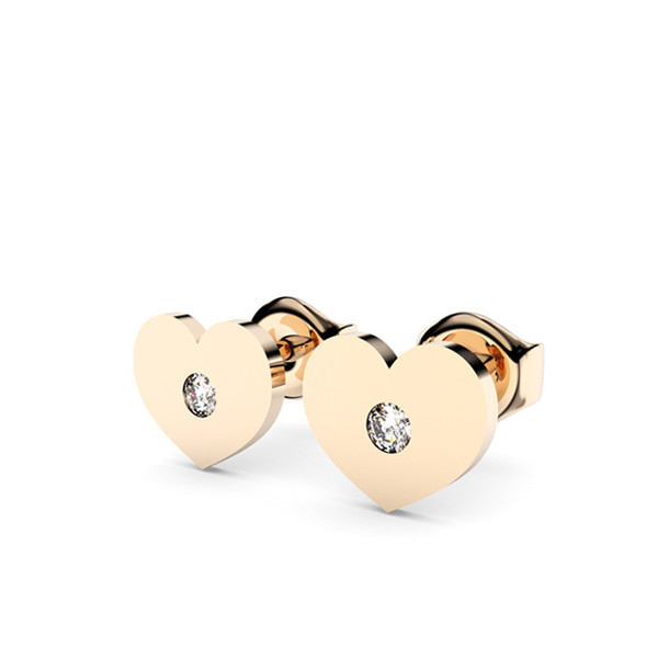 Boucles d'oreilles or jaune 18 carats et diamants Thomas Escudier cœur