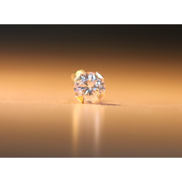 clou oreille or jaune 18 carats et zirconium pour homme