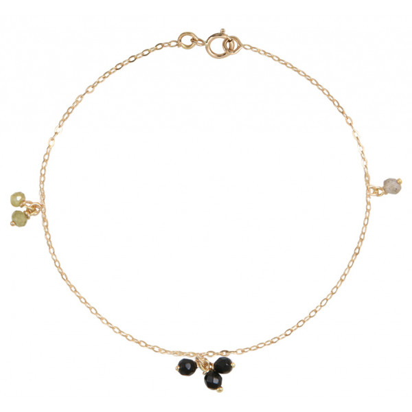 Bracelet Mistinguette en or jaune 18 carats et pierres fines- 17 cm