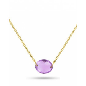 Chaine femme or 18 carat et amethystes ovale