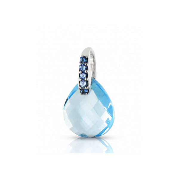 Pendentif or blanc 18 carats, topaze et saphirs