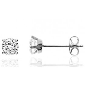 Clou d'oreille homme or blanc et diamant 0,08 carat.