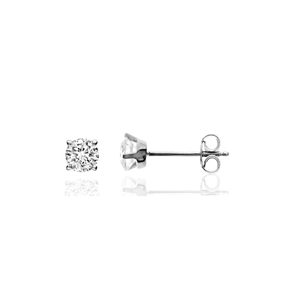 Clou d'oreille homme or blanc et diamant 0,08 carat.
