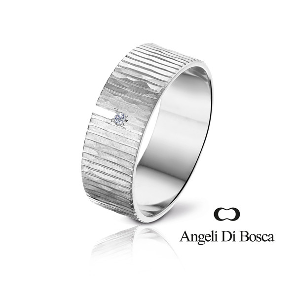 Bague alliance Angeli Di Bosca en or blanc 18 carats et diamant 0,010 carat