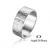 Bague alliance Angeli Di Bosca en or blanc 18 carats martelé et diamant 0,010 carat