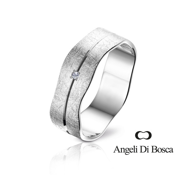 Alliance Angeli Di Bosca en or blanc 18 carats feuilleté et diamant 0,010 carat