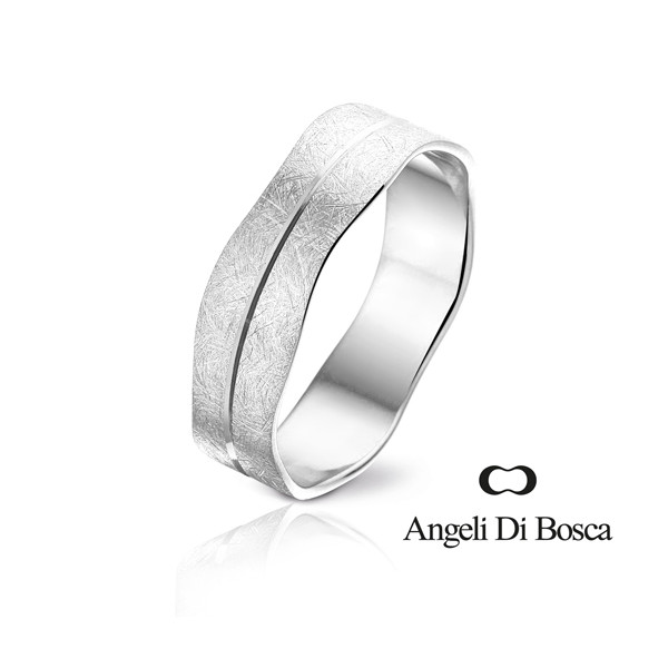 Bague alliance Angeli Di Bosca en or blanc 18 carats feuilleté 6,5 mm