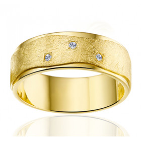 Bague alliance Angeli Di Bosca en or jaune 18 carats feuilleté 6,5 mm et diamants 0,03 carats