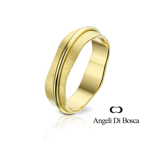 Bague alliance Angeli Di Bosca en or jaune 18 carats feuilleté  et polie 6,5 mm