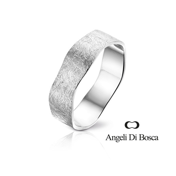 Bague alliance Angeli Di Bosca en or blanc 18 carats feuilleté 6,5 mm