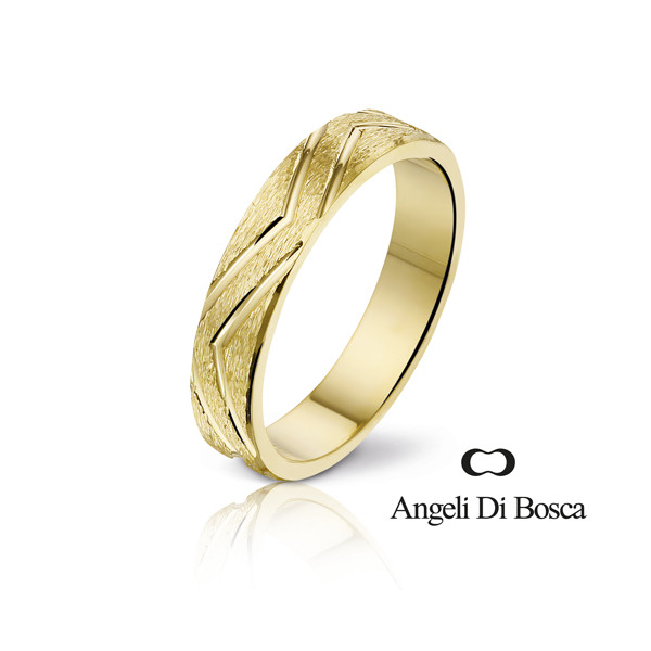 Bague alliance Angeli Di Bosca en or jaune 18 carats feuilleté 4 mm