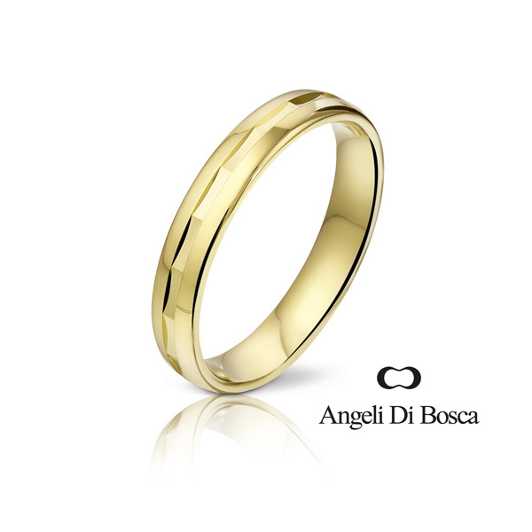 Bague alliance Angeli Di Bosca en or jaune 18 carats 4 mm finition polie
